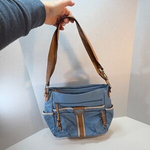 Rosetti Shoulder Bag Blue Colorblock Multi Pocket Handbag Purse